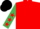 Silk - Red, emerald green sleeves, red stars