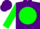 Silk - Purple, purple flower and horseshoe on green ball, green sleeves, purple cap