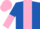 Silk - royal blue, pink stripe, royal blue and pink halved sleeves, royal blue and pink checked cap