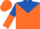 Silk - Neon orange, royal blue yoke and 'mss', royal blue and orange halved sleeves, orange cap