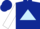 Silk - Dark blue, light blue triangle, white blocks on sleeves, dark blue cap