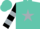 Silk - Turquoise, silver star, black brand, black & silver bars on sleeves