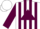 Silk - White, maroon 'f' in triangle frame, maroon stripes and cuffs on sleeves
