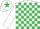 Silk - White and emerald green check, white sleeves, white cap, emerald green star