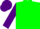Silk - Green, purple 'mv', purple 'mv' on sleeves, purple cap