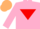 Silk - Pink, red inverted triangle, beige cap