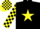 Silk - Black, Yellow star, checked sleeves and cap