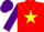 Silk - Red, yellow star and inverted chevron, yellow star on purple sleeves, purple cap