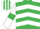 Silk - Emerald green, white chevrons, white sleeves, emerald green armlets, emerald green and white striped cap