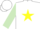Silk - White, yellow star, light green sleeves, white cap
