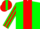 Silk - Green, red diagonal stripe, red diagonal stripe on sleeves