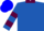 Silk - Royal blue, maroon collar, maroon hoops on sleeves, blue cap