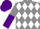 Silk - Grey, white diamonds, grey and purple halved sleeves, purple cap