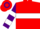 Silk - Red, purple stripe on white hoop, purple stripe on white band on sleeves