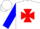 Silk - White, red maltese cross, blue sleeves, white cap