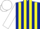 Silk - Dark Blue and Yellow stripes, White sleeves and cap