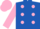 Silk - Royal blue, pink dots, pink cuffs on sleeves, pink cap