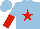 Silk - light blue, red star, light blue and red halved sleeves