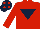 Silk - Red, dark blue inverted triangle, dark blue cap, red spots