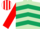 Silk - Light green & dark green chevrons, red sleeves, red & white striped cap