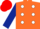 Silk - Orange, white spots, dark blue sleeves, red cap