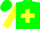 Silk - Green, yellow 'jm' with cross, green crosses on yellow sleeves