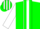 Silk - Green, white center panel, green stripes on white sleeves