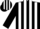 Silk - Black & white stripes, white armlet, striped cap