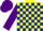Silk - Yellow and dark blue check, purple sleeves and cap