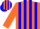Silk - Orange and blue stripes, orange sleeves