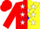 Silk - Red and  yellow halves, white stars on blue sash, red cap