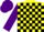 Silk - Yellow and black check, purple sleeves and cap