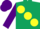 Silk - Dark green, large yellow spots, purple sleeves and cap