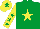 Silk - Emerald green, yellow star, yellow sleeves, emerald green stars, yellow cap, emerald green star