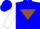 Silk - Blue, brown inverted triangle, white sleeves, brown cuffs