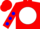 Silk - Red, red 'c' on white ball, blue dots on sleeves, red cap