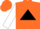 Silk - Orange, black triangle, black cr and r on white sleeves, orange cap
