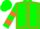 Silk - Green, orange seams, orange bars on sleeves, green cap