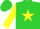 Silk - Lime green, yellow 'mm' and star in horseshoe, yellow sleeves