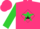 Silk - Hot pink, black 'two dude ranch' on lime star, hot pink stars on black diamond stripe on lime sleeves