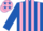 Silk - ROYAL BLUE and PINK STRIPES, royal blue sleeves, pink cap, royal blue stars