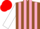 Silk - Brown and pink stripes, white sleeves, red cap