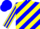 Silk - blue, yellow diagonal stripes, yellow sleeves, blue stripes, blue cap