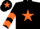 Silk - Black, orange star, chevrons on sleeves, black cap, orange star