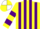 Silk - YELLOW and PURPLE STRIPES, hooped sleeves, white and yellow quartered cap