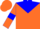 Silk - Orange, blue yoke, blue armlets on sleeves, orange cap