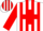 Silk - White, red cross in horseshoe, red stripes on sleeves