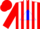 Silk - Red and white stripes, white 'star' in blue triangle