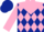 Silk - Dark blue, pink yoke, pink diamonds on front and sleeves
