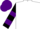 Silk - White, purple and black circled emblem, purple bars on sleeves, purple cap